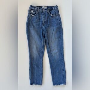 Abercrombie & Fitch Women's Distressed High Rise Mom Jeans Curve Love Size 27/4